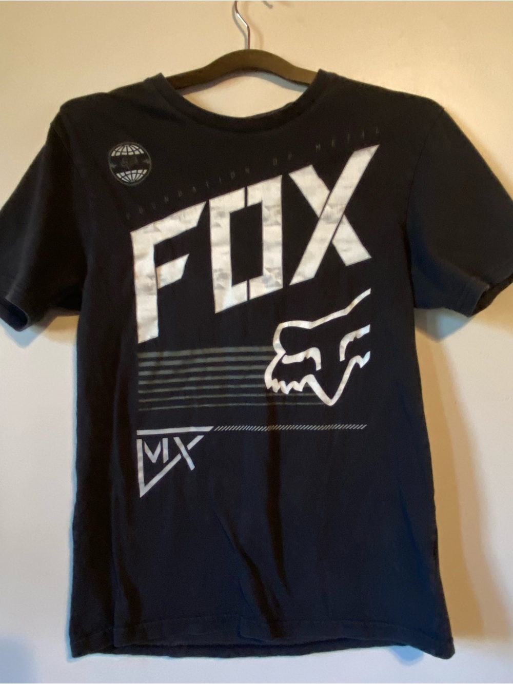 Fox Black Short Sleeve Graphic Tee with White Logo